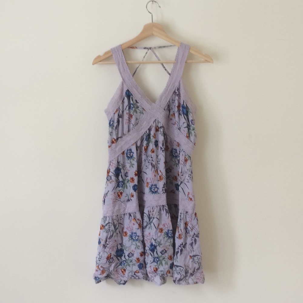 Xhilaration S purple bird print slip dress